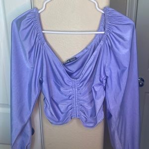 Off the shoulder satin crop top | SHEIN